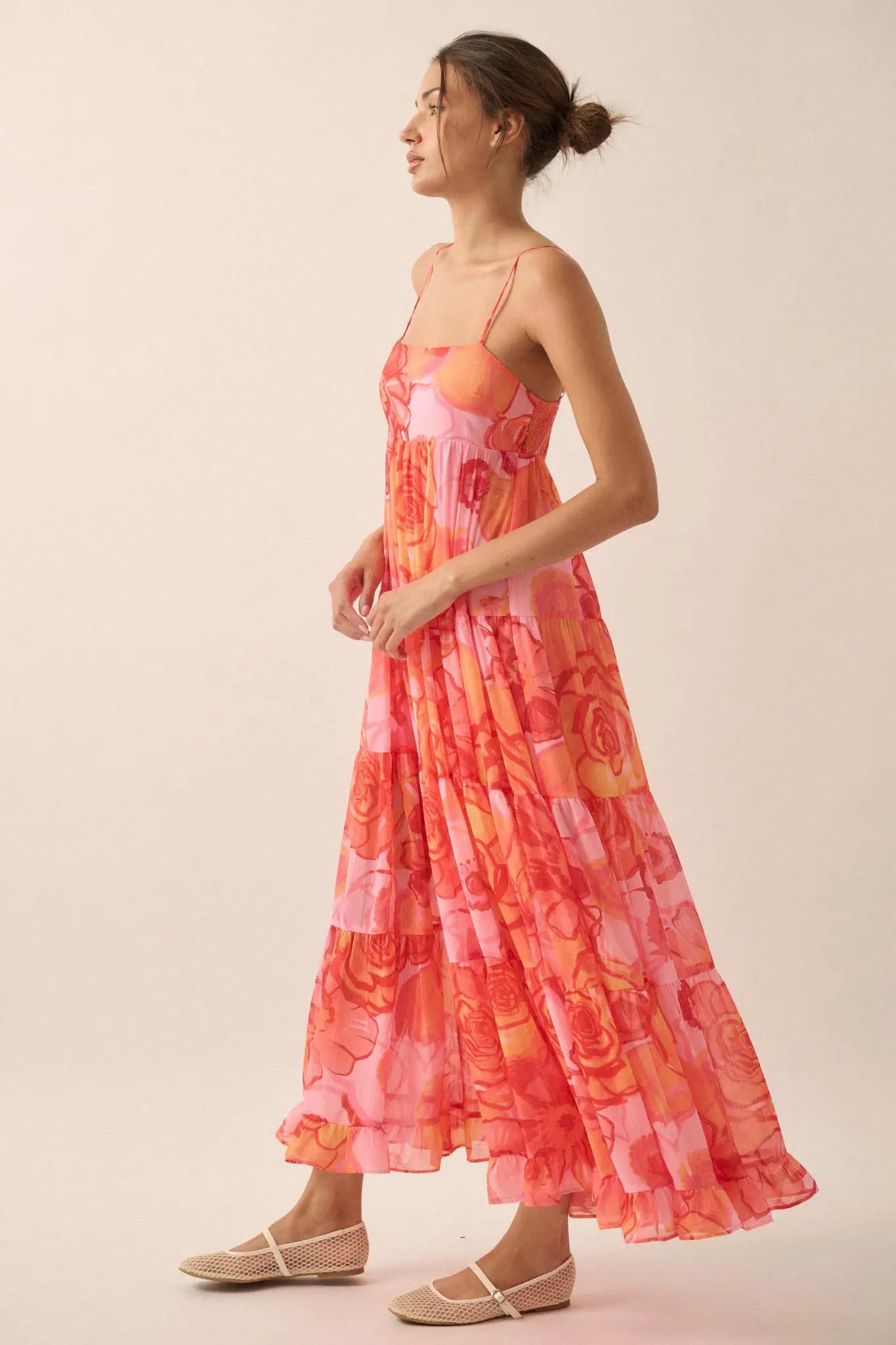 Blooming Bliss Floral Chiffon Tiered Maxi Dress