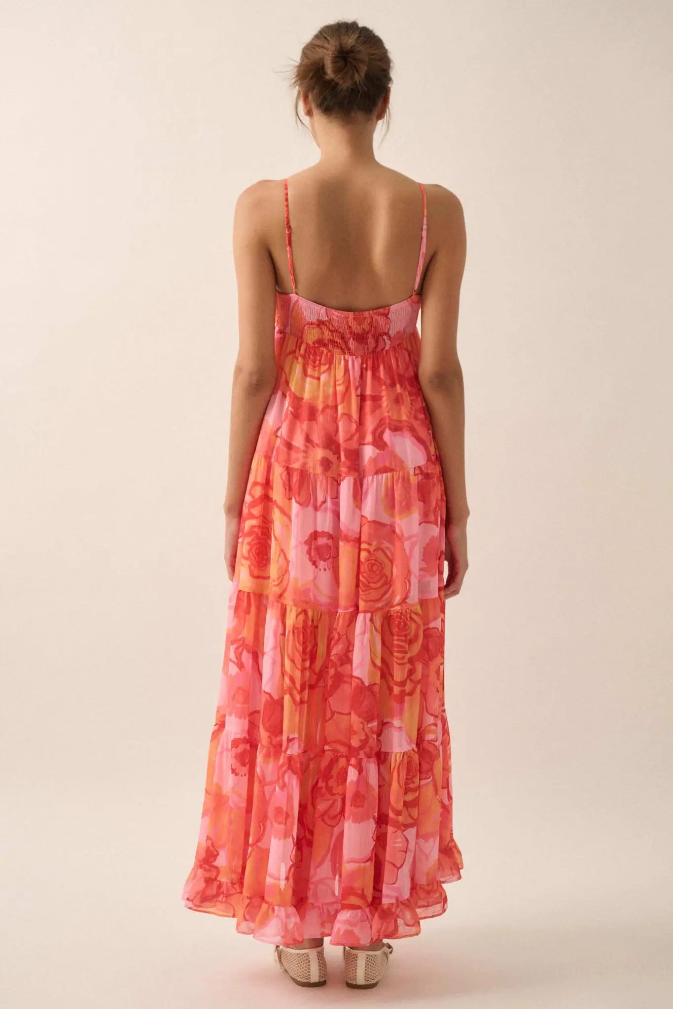Blooming Bliss Floral Chiffon Tiered Maxi Dress