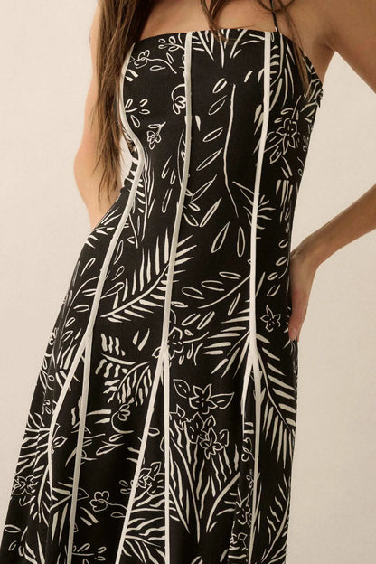 Artsy Blossoms Floral Paneled Halter Maxi Dress