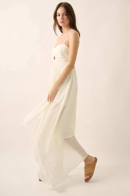 Floating Free Layered Handkerchief Maxi Dress