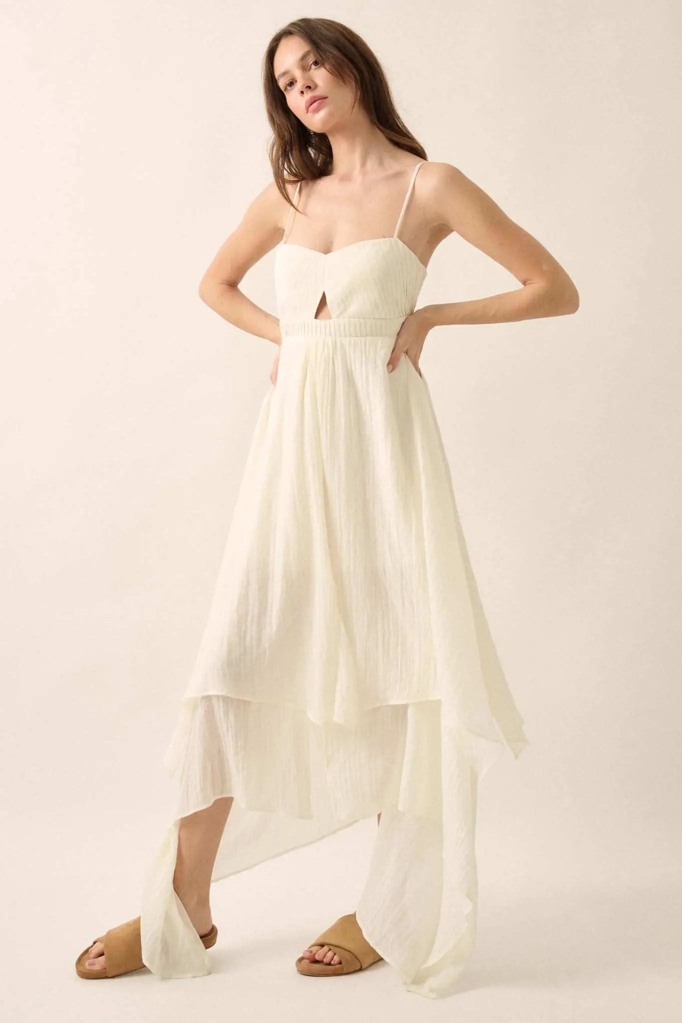 Floating Free Layered Handkerchief Maxi Dress