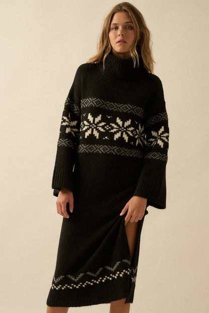 Mountain High Alpine-Knit Midi Sweater Dress