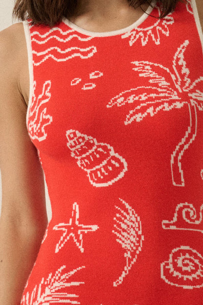 Beach Bliss Nautical Jacquard Midi Sweater Dress