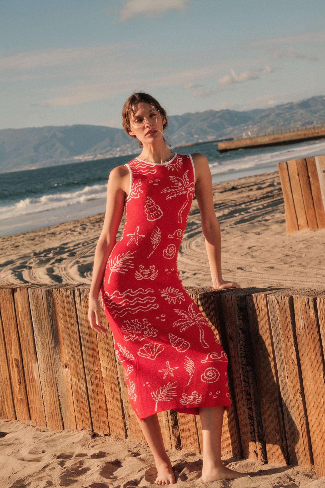 Beach Bliss Nautical Jacquard Midi Sweater Dress