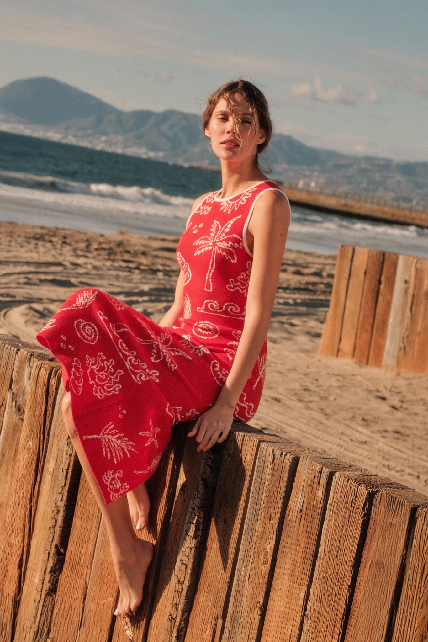Beach Bliss Nautical Jacquard Midi Sweater Dress