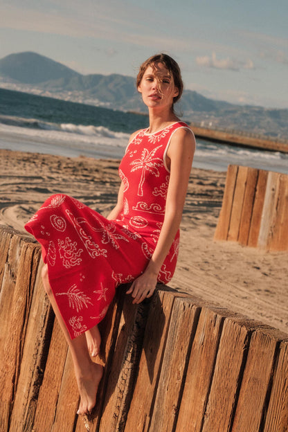 Beach Bliss Nautical Jacquard Midi Sweater Dress