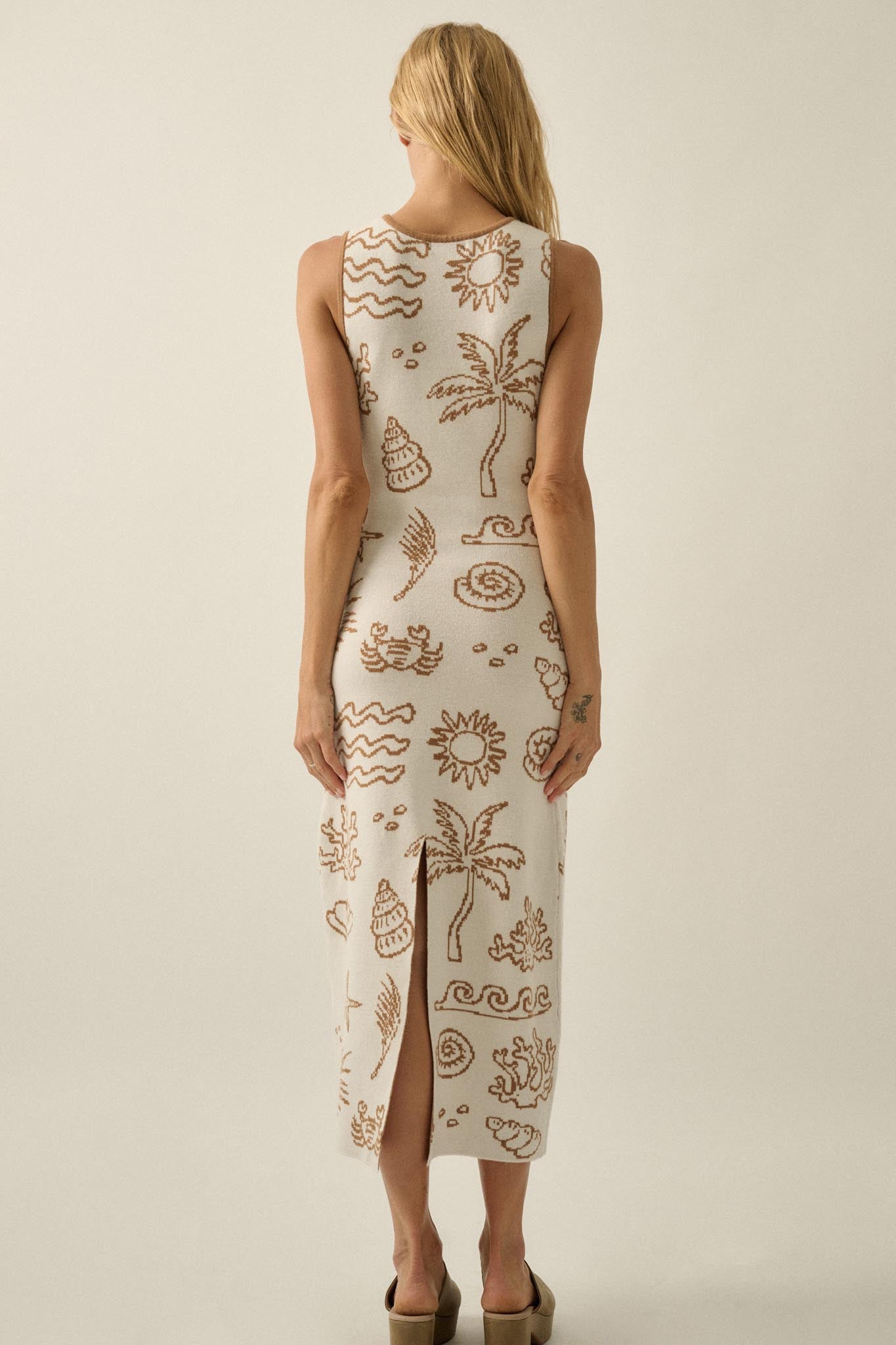 Beach Bliss Nautical Jacquard Midi Sweater Dress