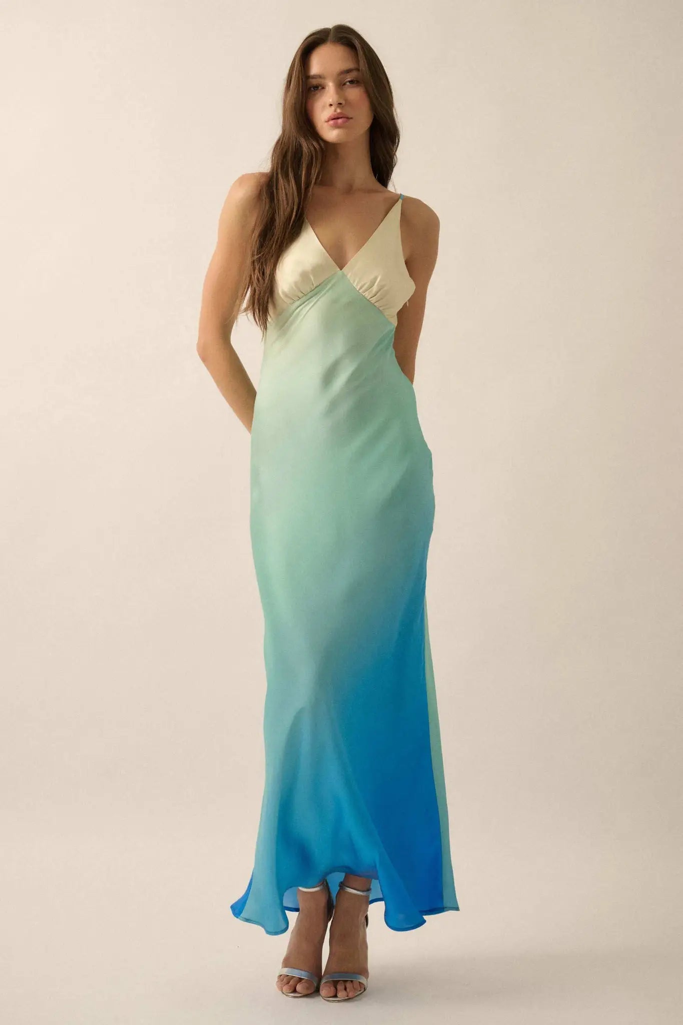 Shady Lady Ombre Satin Column Maxi Dress