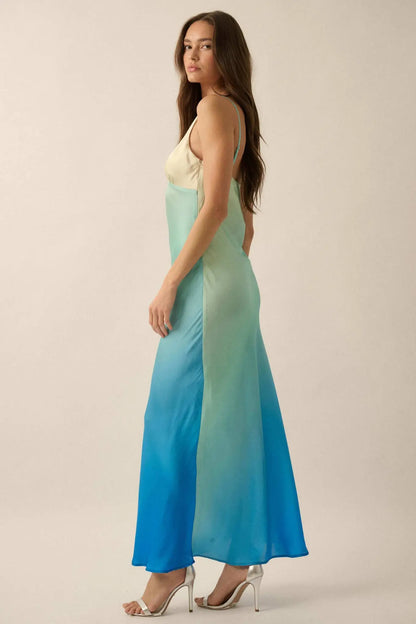 Shady Lady Ombre Satin Column Maxi Dress