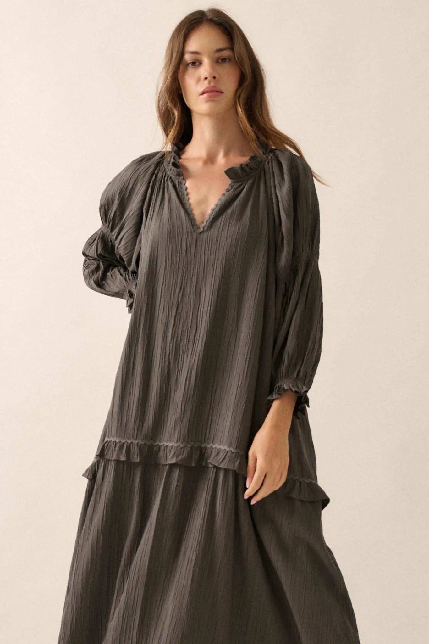 Peaceful Prairie Textured Tiered Maxi Dress