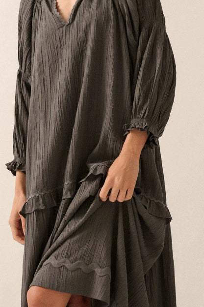 Peaceful Prairie Textured Tiered Maxi Dress