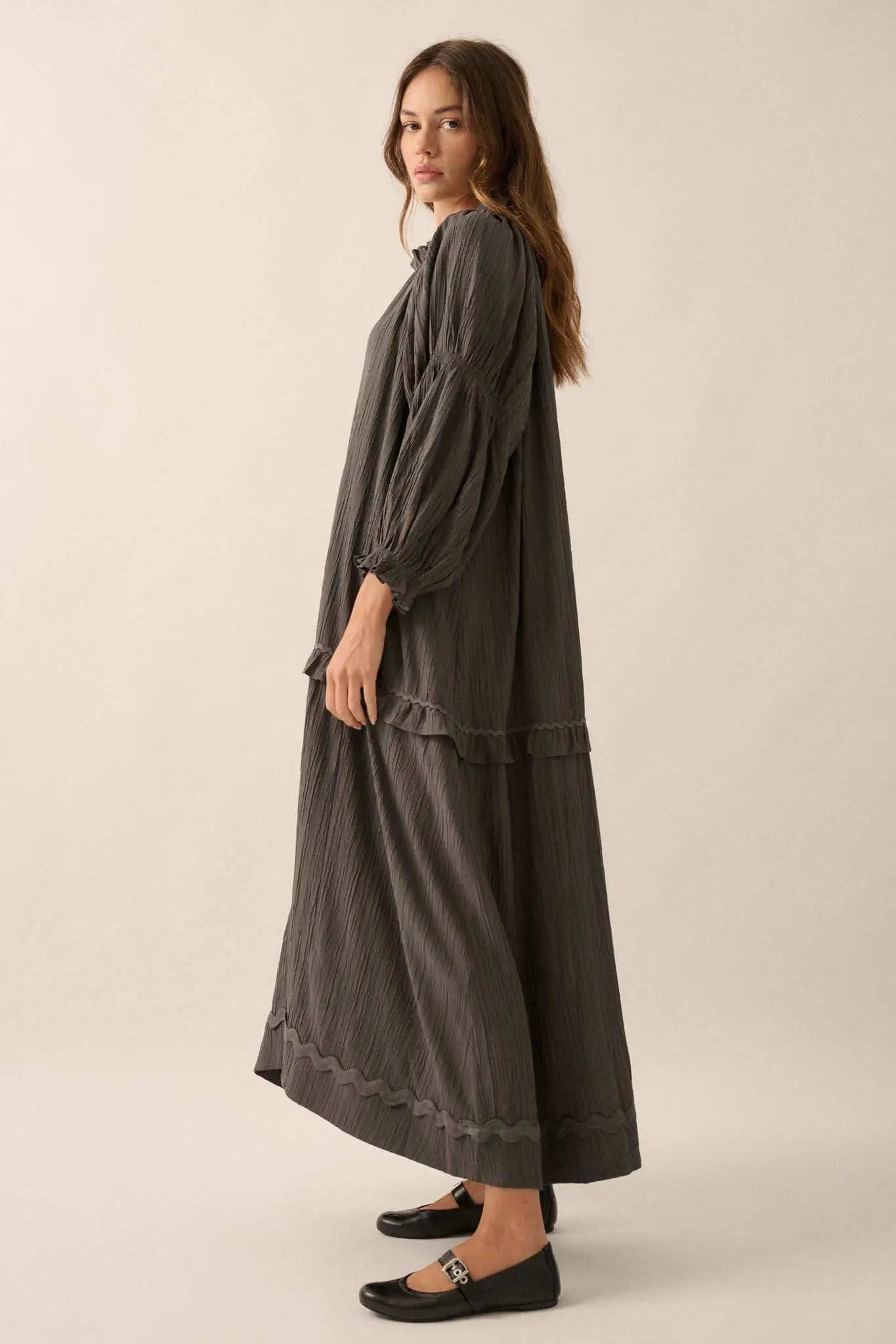 Peaceful Prairie Textured Tiered Maxi Dress