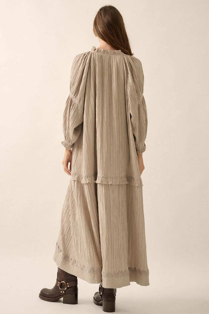 Peaceful Prairie Textured Tiered Maxi Dress