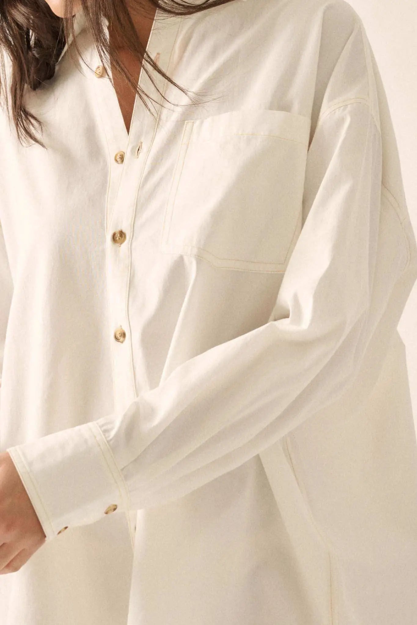 Moving Forward Oversize Button-Up Mini Shirt Dress