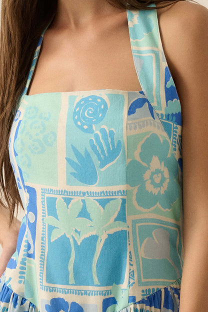 Escape With Me Tropical Floral Halter Mini Dress