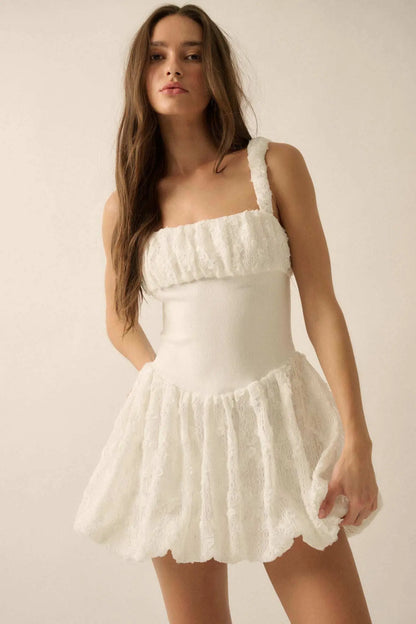 Bubbly Blooms 3D Floral Lace Bubble Mini Dress