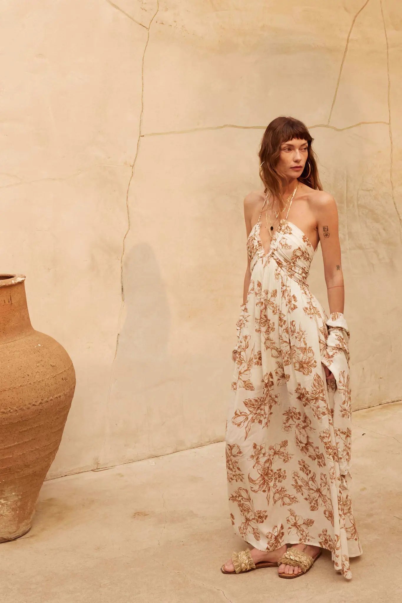 Everlasting Beauty Floral Crepe Halter Maxi Dress