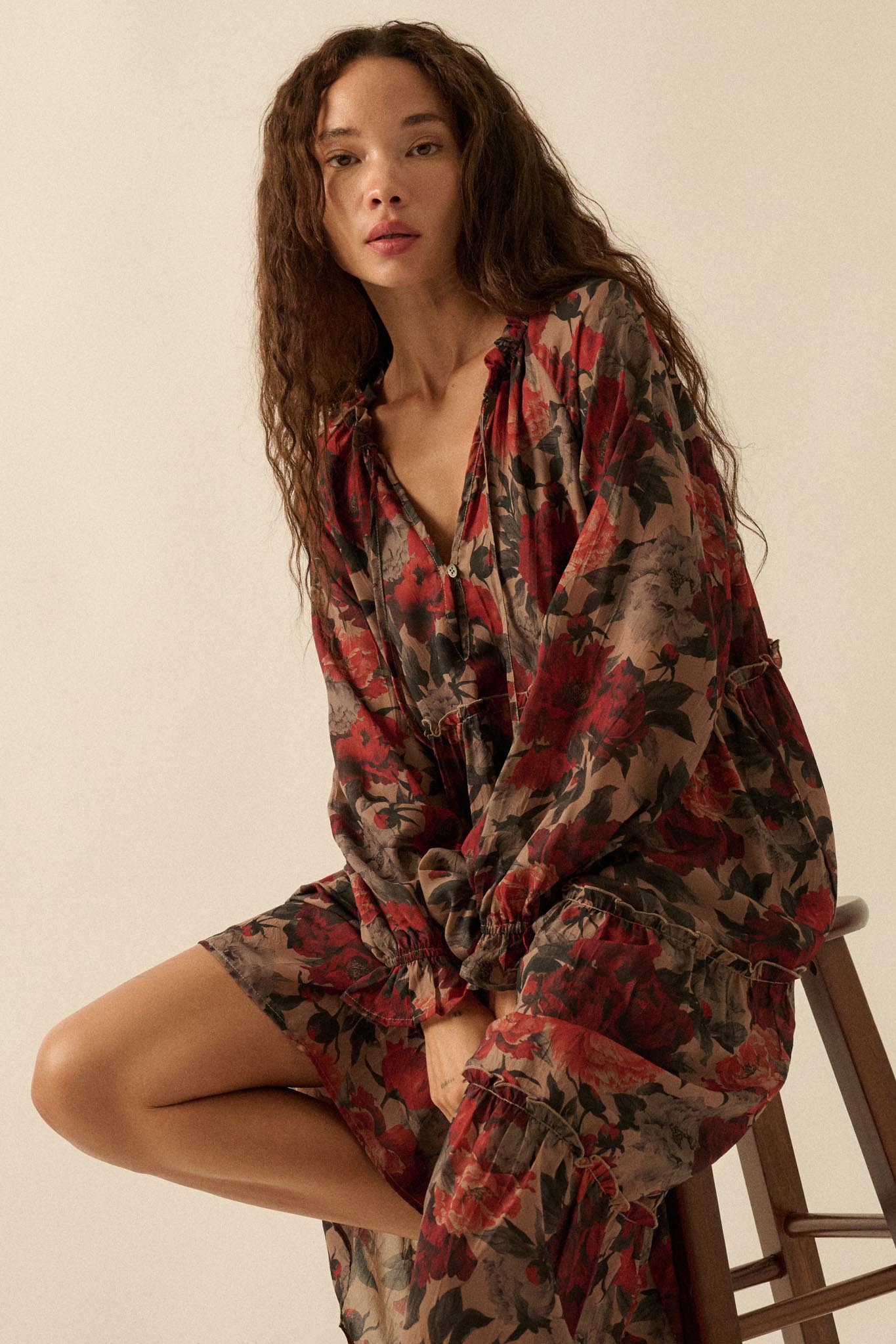 Potpourri Grove Tiered Floral Midi Prairie Dress