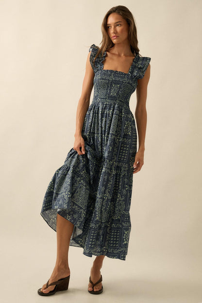 Bandana Beauty Floral Tiered Ruffle Midi Dress