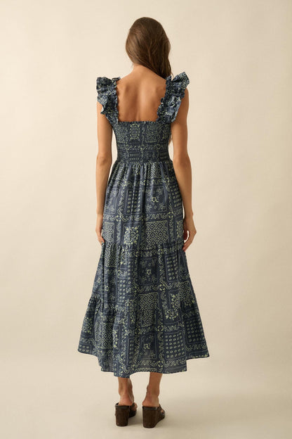 Bandana Beauty Floral Tiered Ruffle Midi Dress