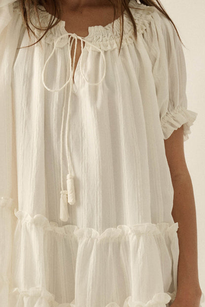 Precious Poetry Tonal-Stripe Babydoll Mini Dress
