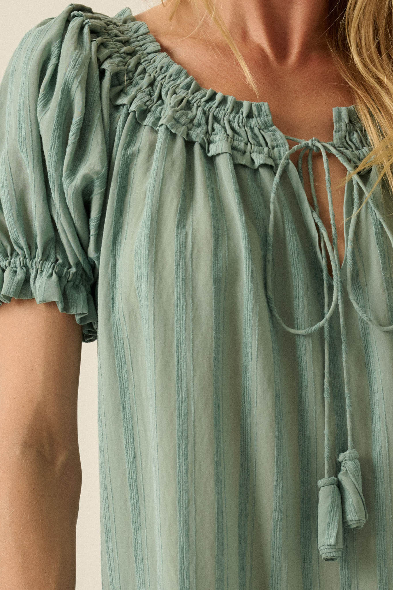 Precious Poetry Tonal-Stripe Babydoll Mini Dress