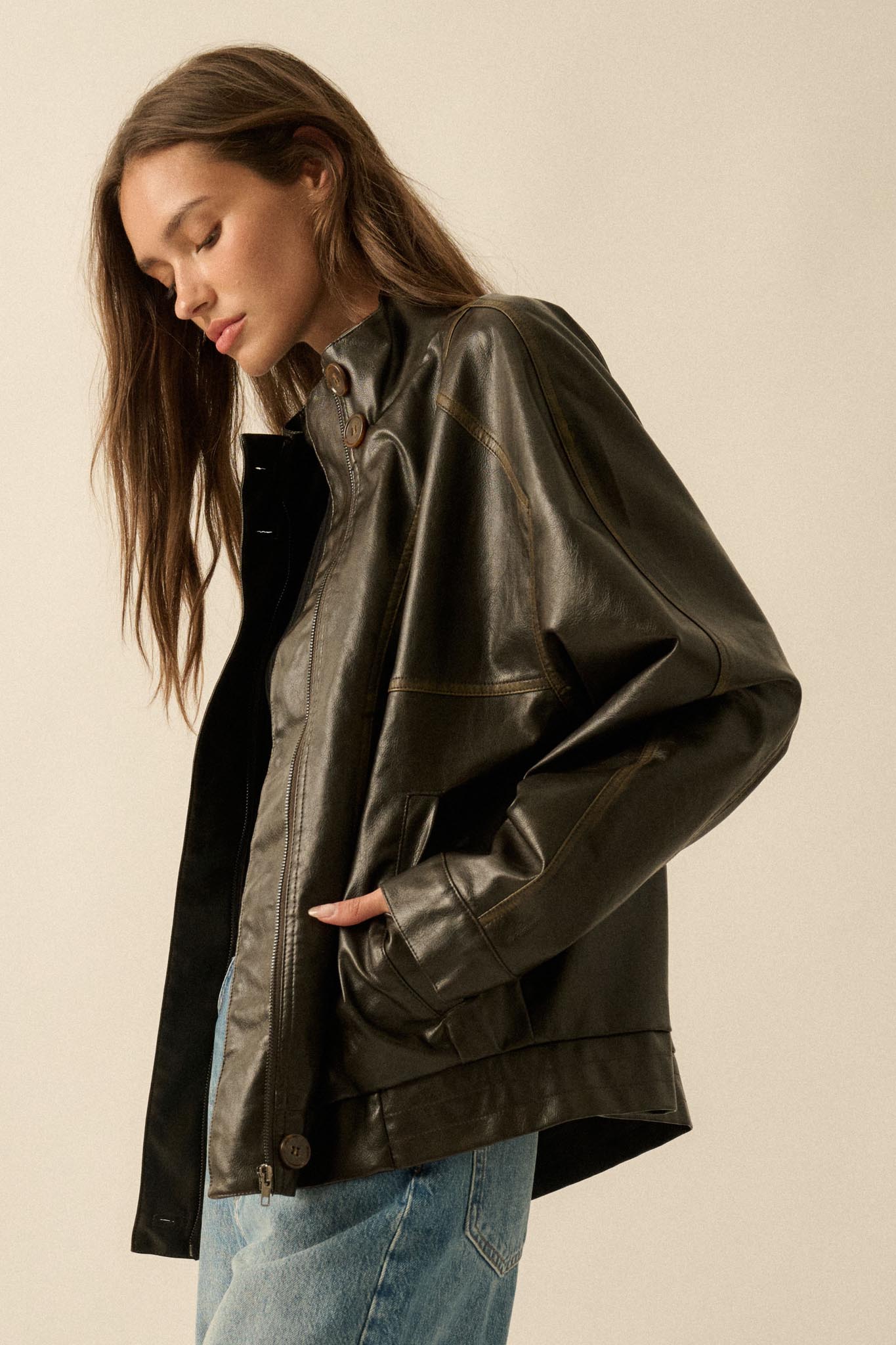 Soul Rider Vegan Leather Oversize Jacket