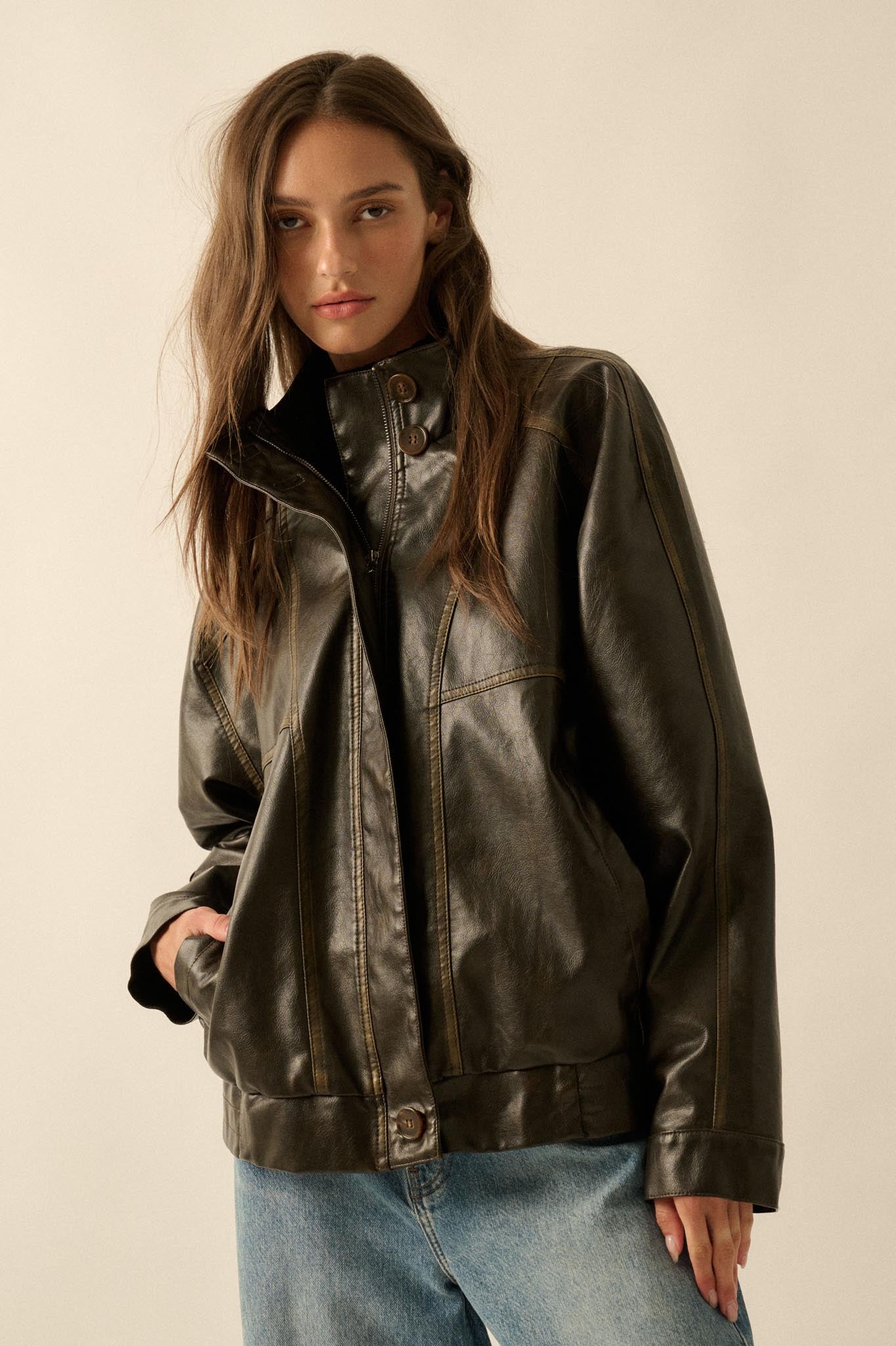 Soul Rider Vegan Leather Oversize Jacket