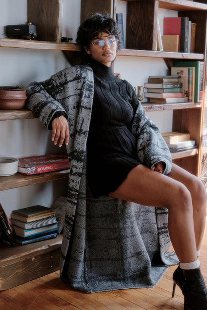 Square One Plaid Jacquard-Knit Duster Cardigan