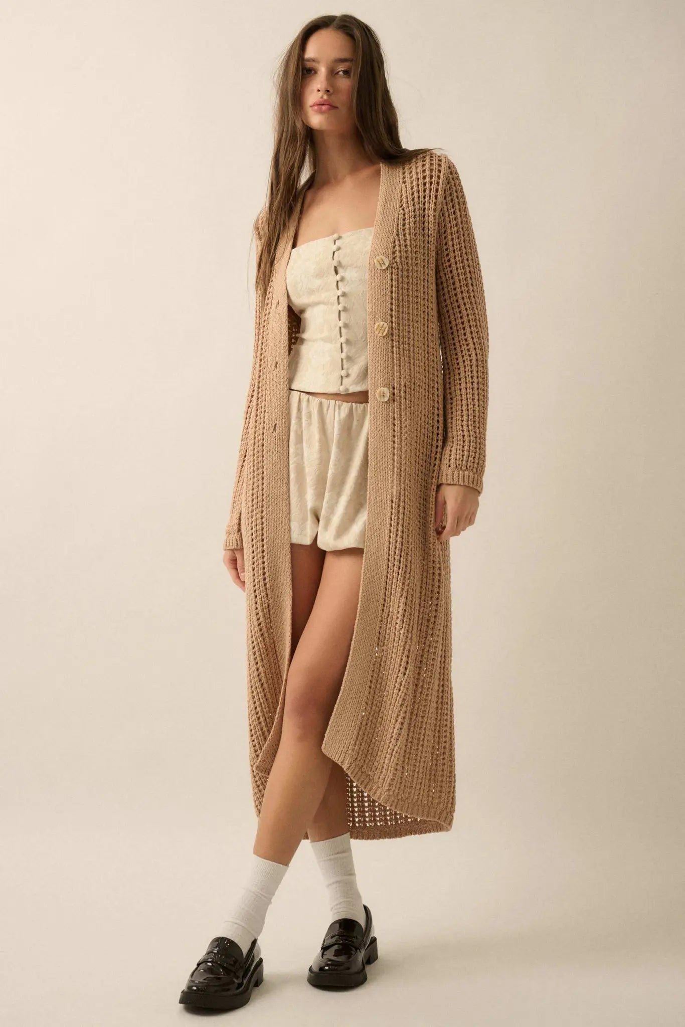 Beautiful Truth Crochet Knit Duster Cardigan