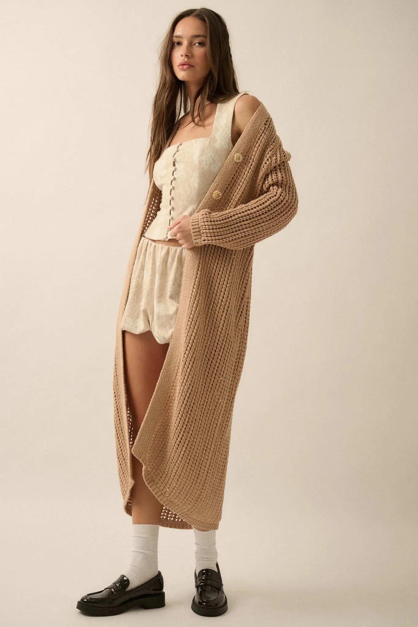 Beautiful Truth Crochet Knit Duster Cardigan
