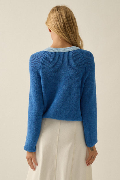Meant to Be Contrast Knit Cropped Cardigan
