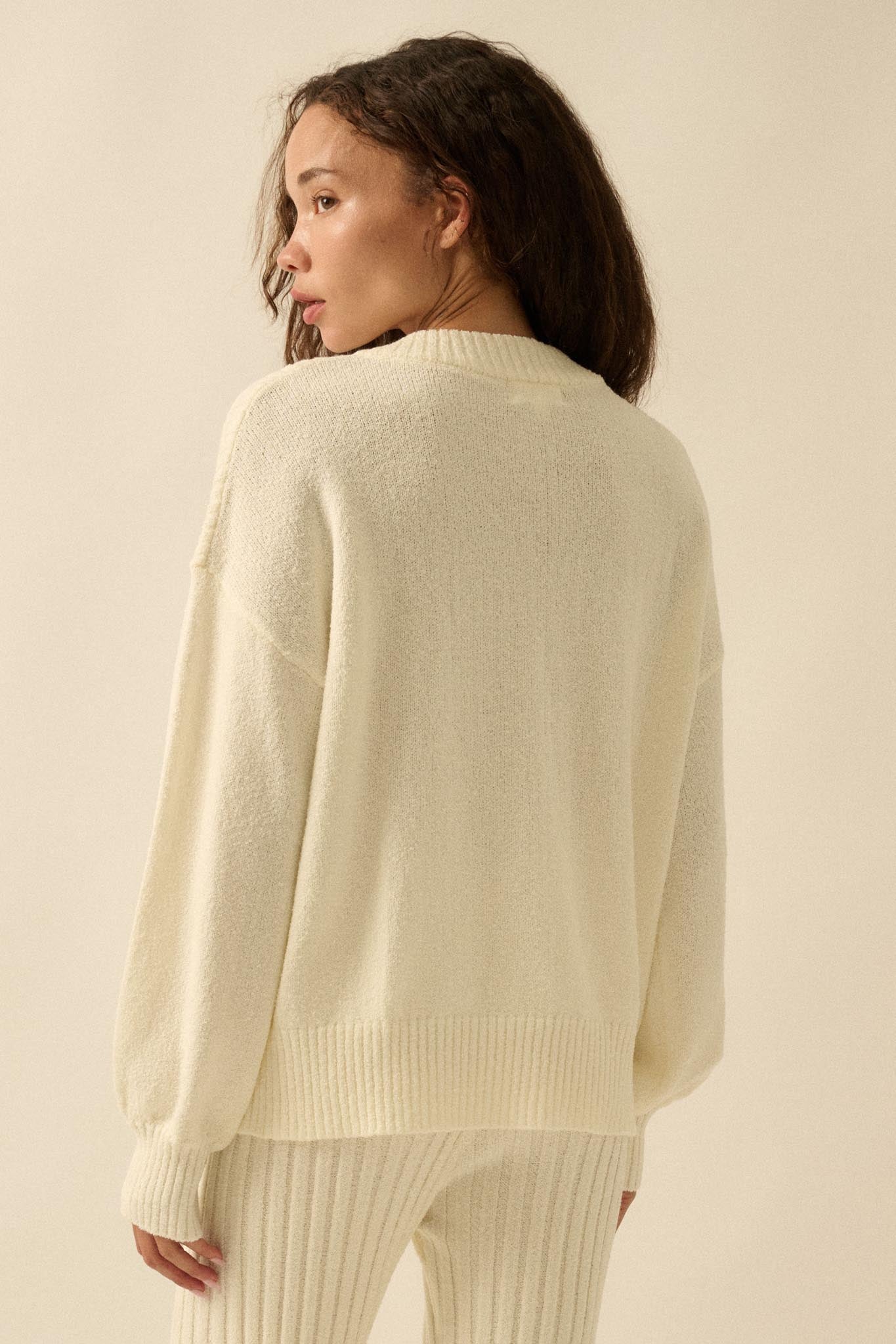 Promise the Label Textured Knit Buttoned Cardigan