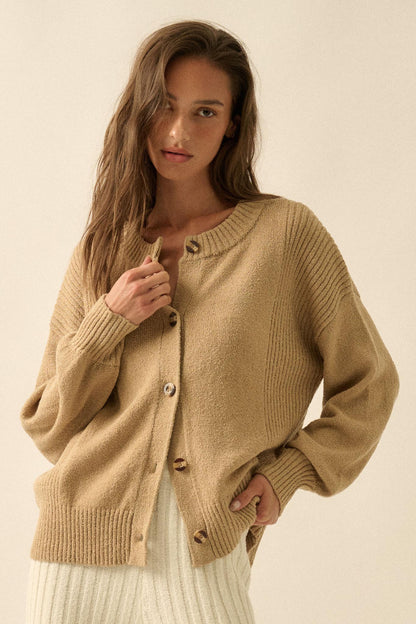 Promise the Label Textured Knit Buttoned Cardigan
