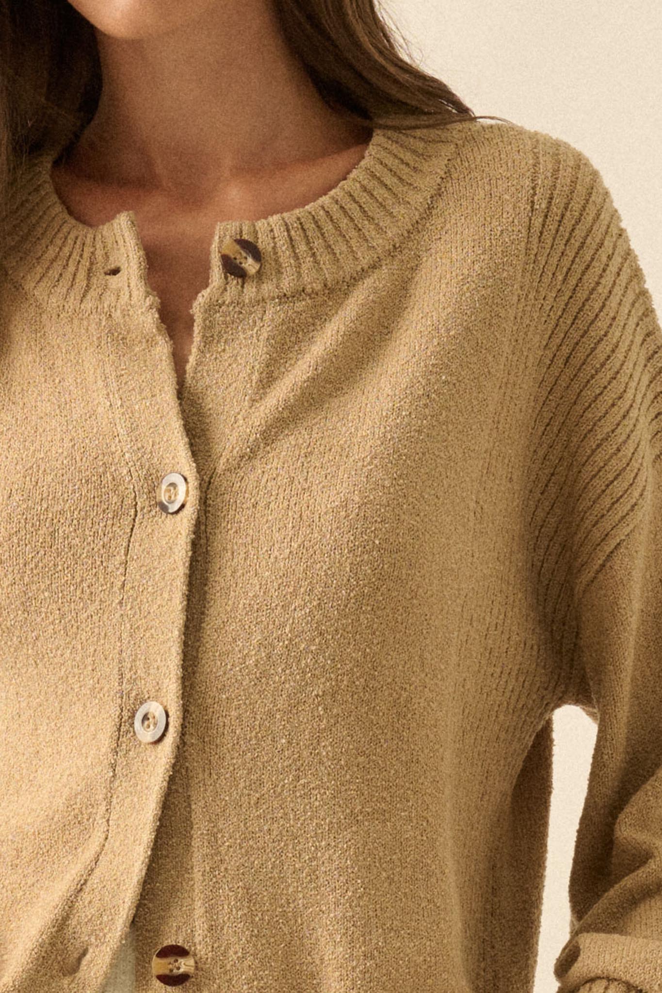 Promise the Label Textured Knit Buttoned Cardigan