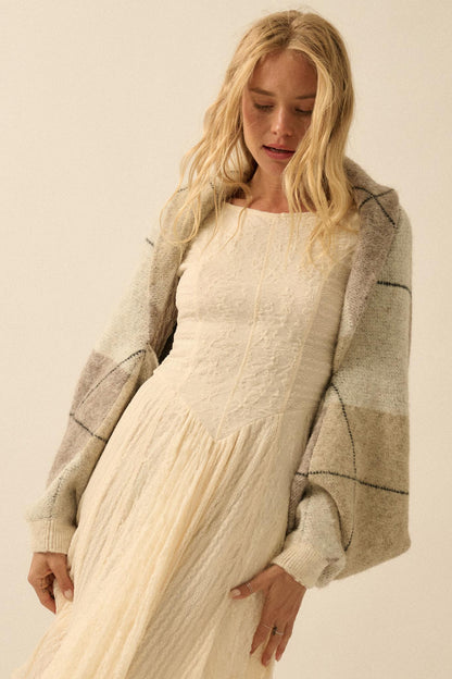 Across the Board Argyle Knit Shrug Cardigan