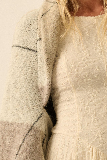 Across the Board Argyle Knit Shrug Cardigan