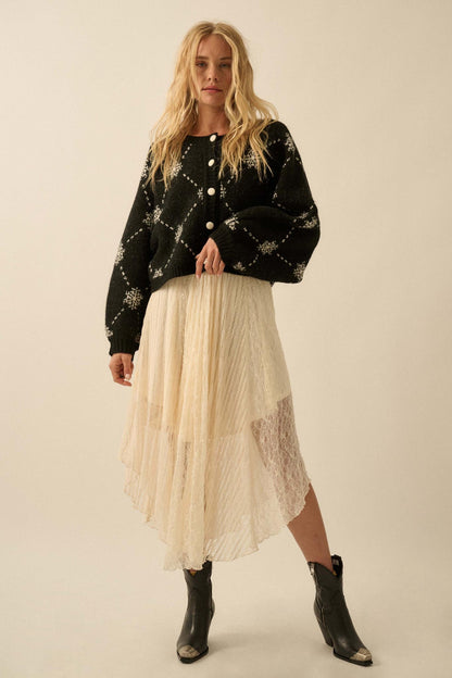 Soft as Snow Button-Front Snowflake Cardigan