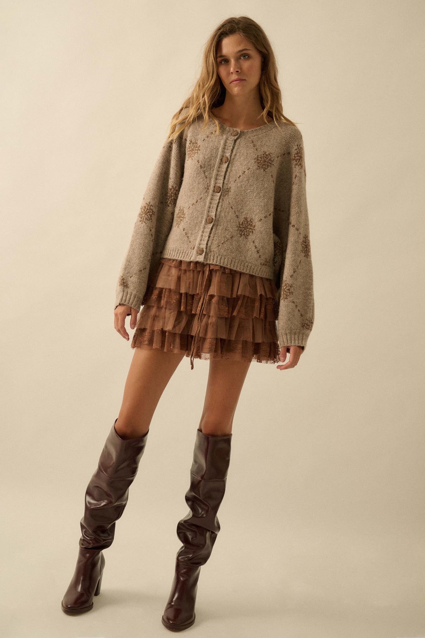 Soft as Snow Button-Front Snowflake Cardigan