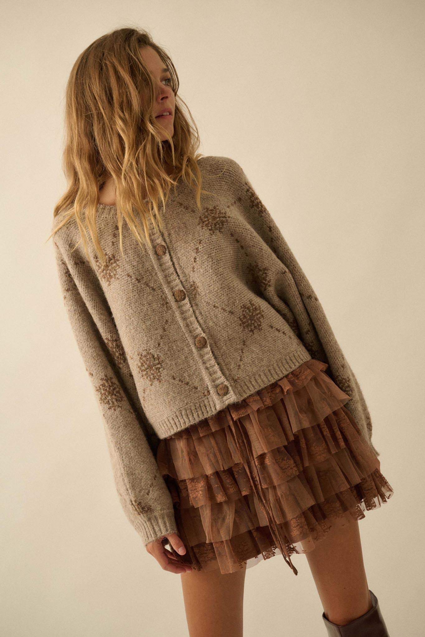 Soft as Snow Button-Front Snowflake Cardigan