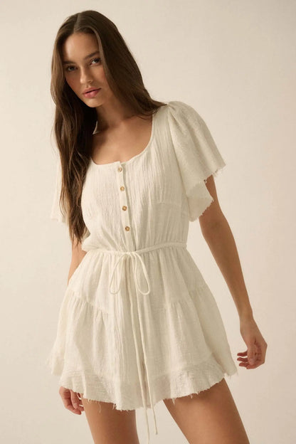 Fresh Air Flutter-Sleeve Drawstring Romper