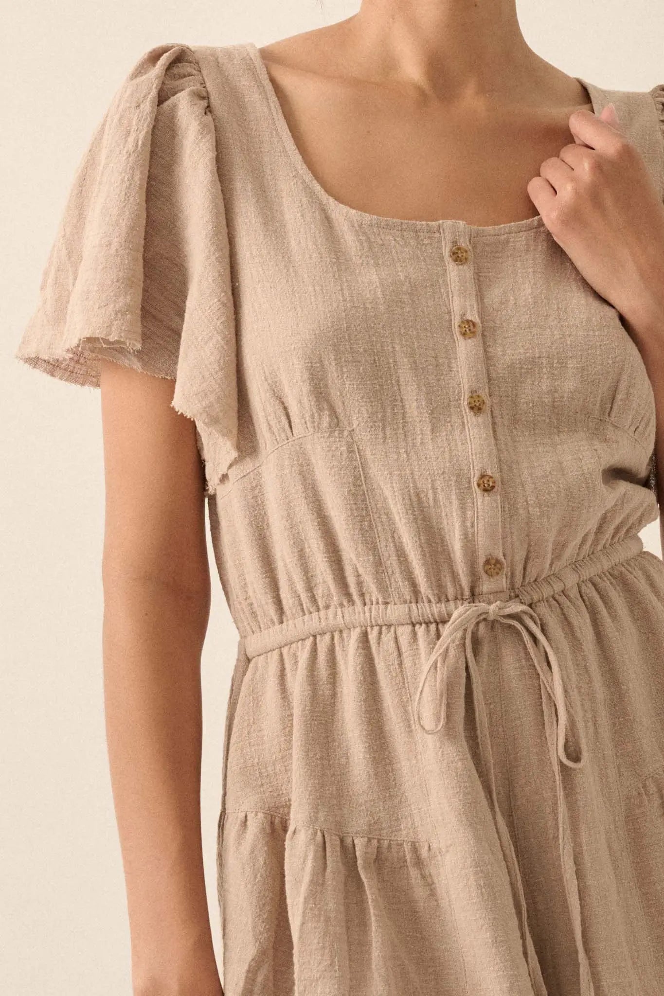 Fresh Air Flutter-Sleeve Drawstring Romper