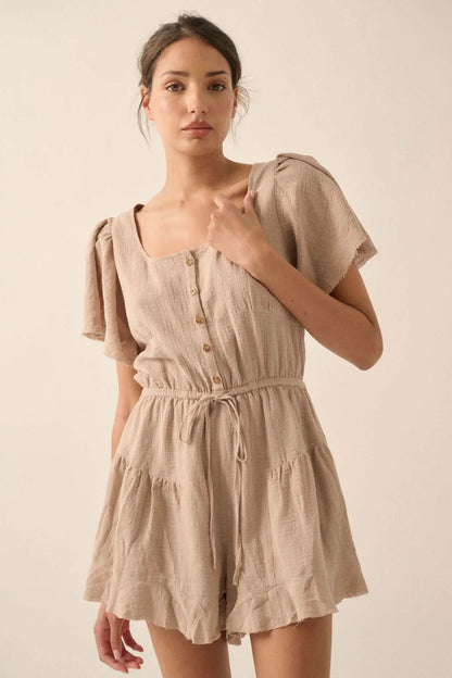 Fresh Air Flutter-Sleeve Drawstring Romper