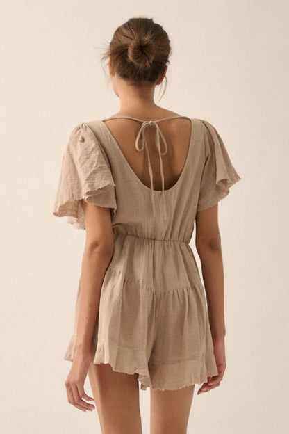 Fresh Air Flutter-Sleeve Drawstring Romper
