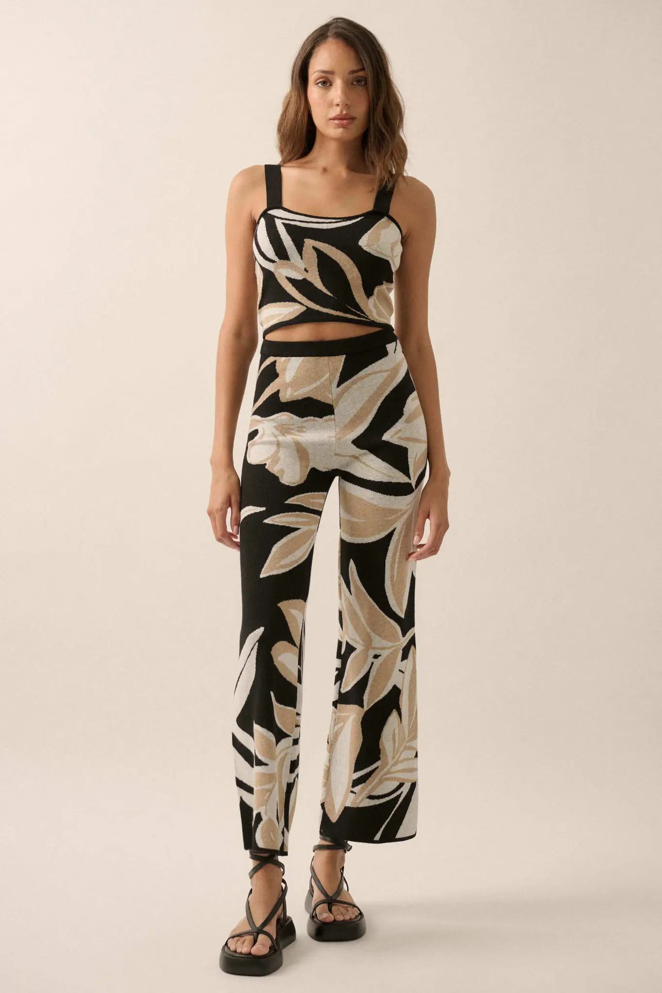 Jungle Vibes Tropical Jacquard Knit Pants