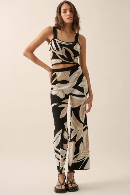 Jungle Vibes Tropical Jacquard Knit Pants