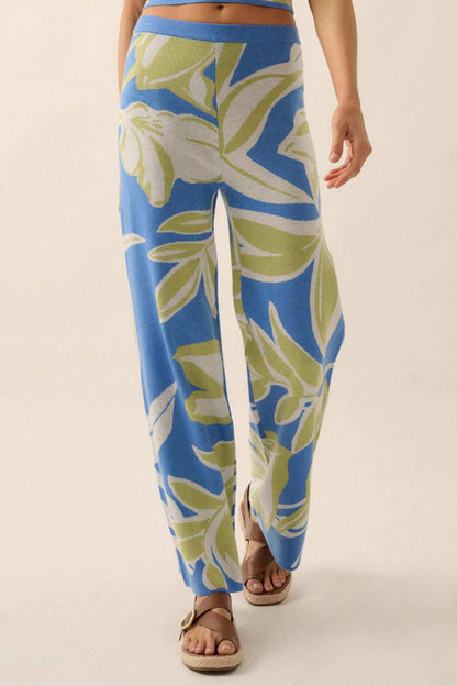 Jungle Vibes Tropical Jacquard Knit Pants