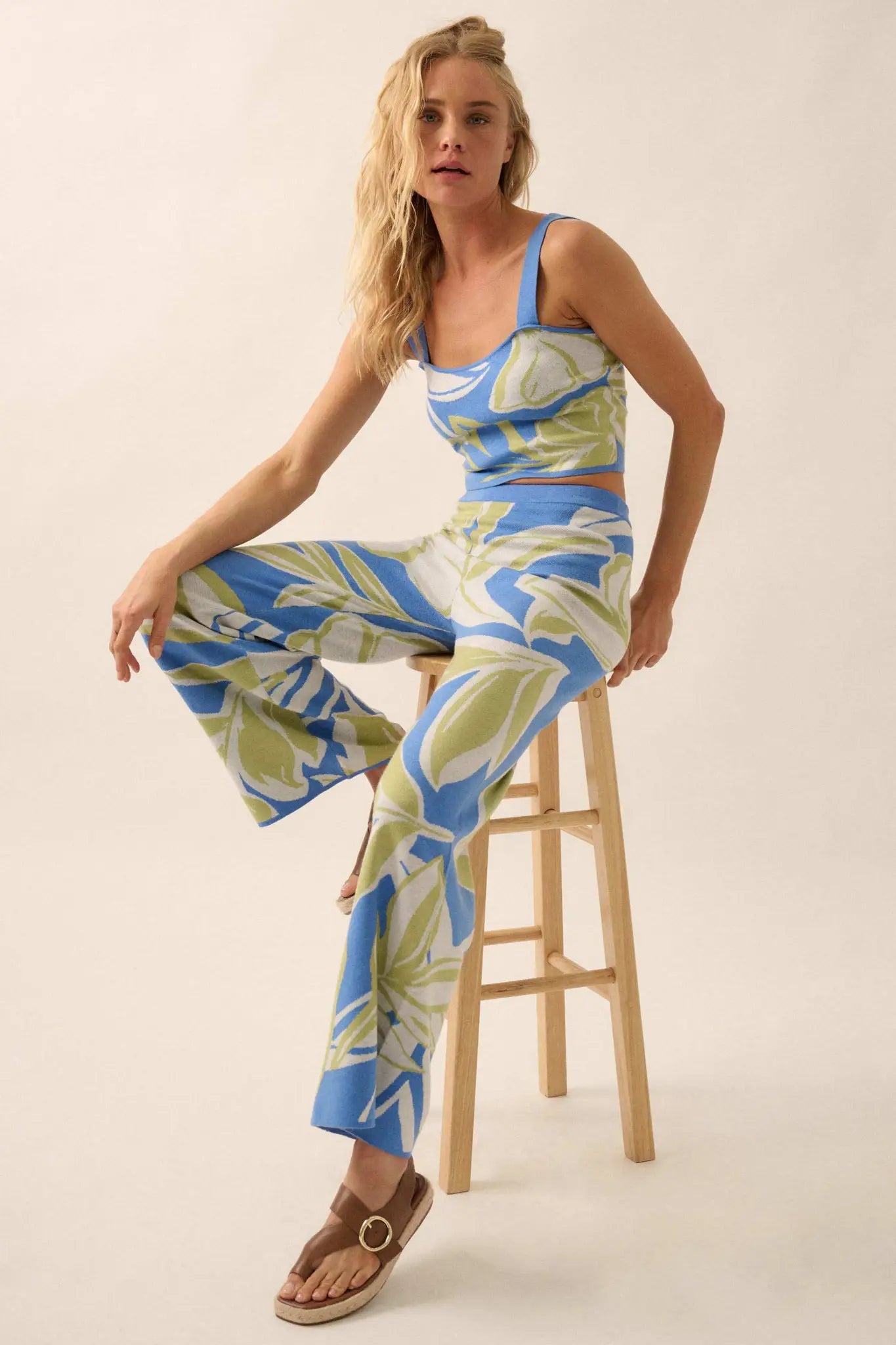 Jungle Vibes Tropical Jacquard Knit Pants