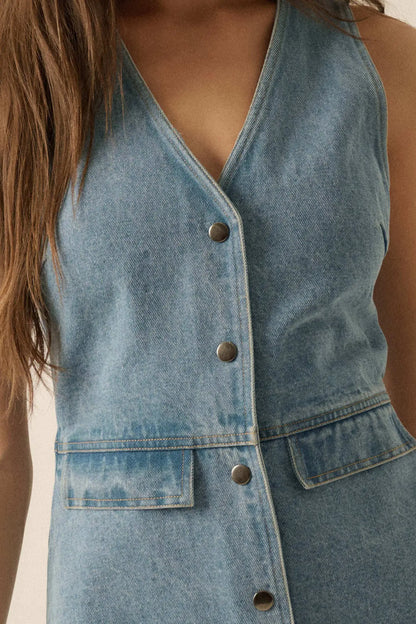 Glory Days Sleeveless Denim Vest Romper