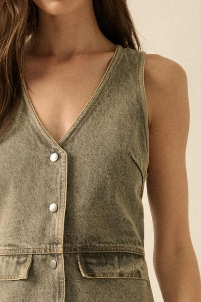 Glory Days Sleeveless Denim Vest Romper